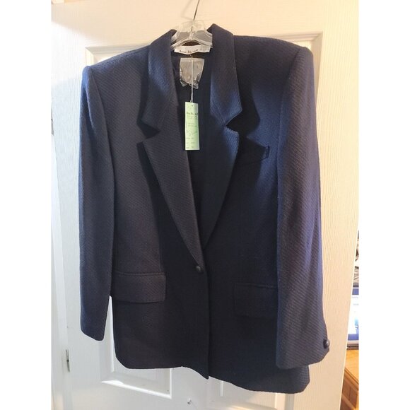 anne klein ii Vintage Wool Cashmere Jacket Coat Size 10. Nwt. Navy Blue. - Picture 3 of 14